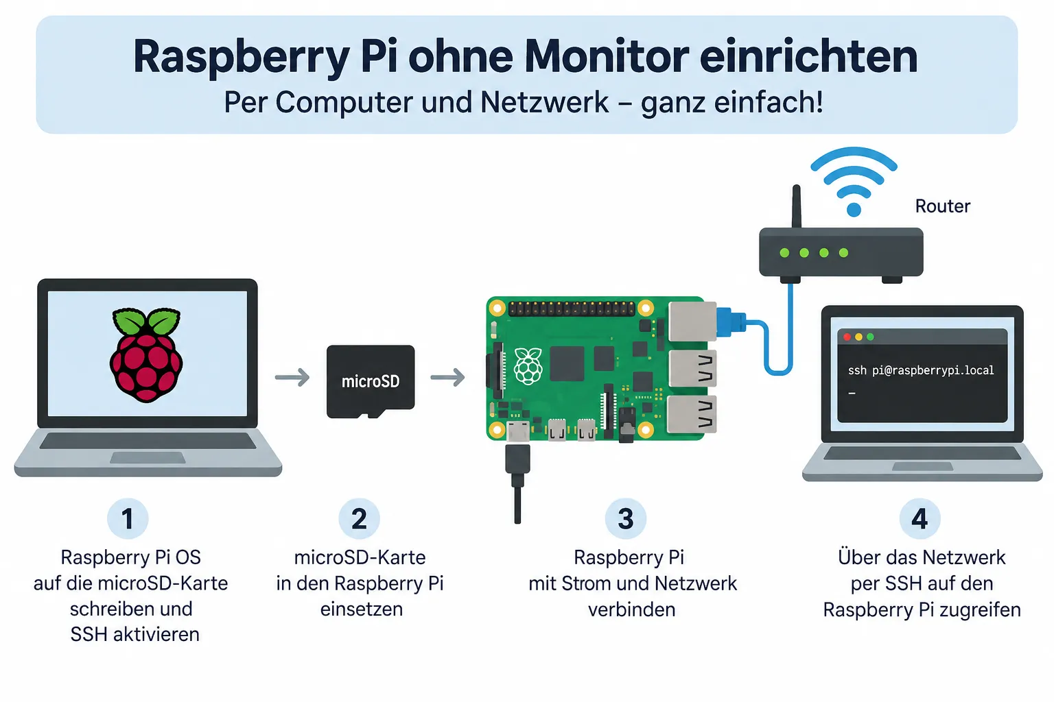Raspberry Pi ohne Bildschirm einrichten